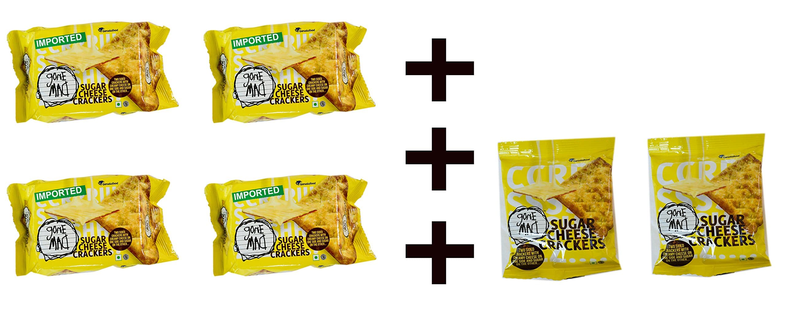 GONE MAD Sugar Cheese Crackers Imported , 110 gm (2 Small Cheese Crackers) - Pack of 4