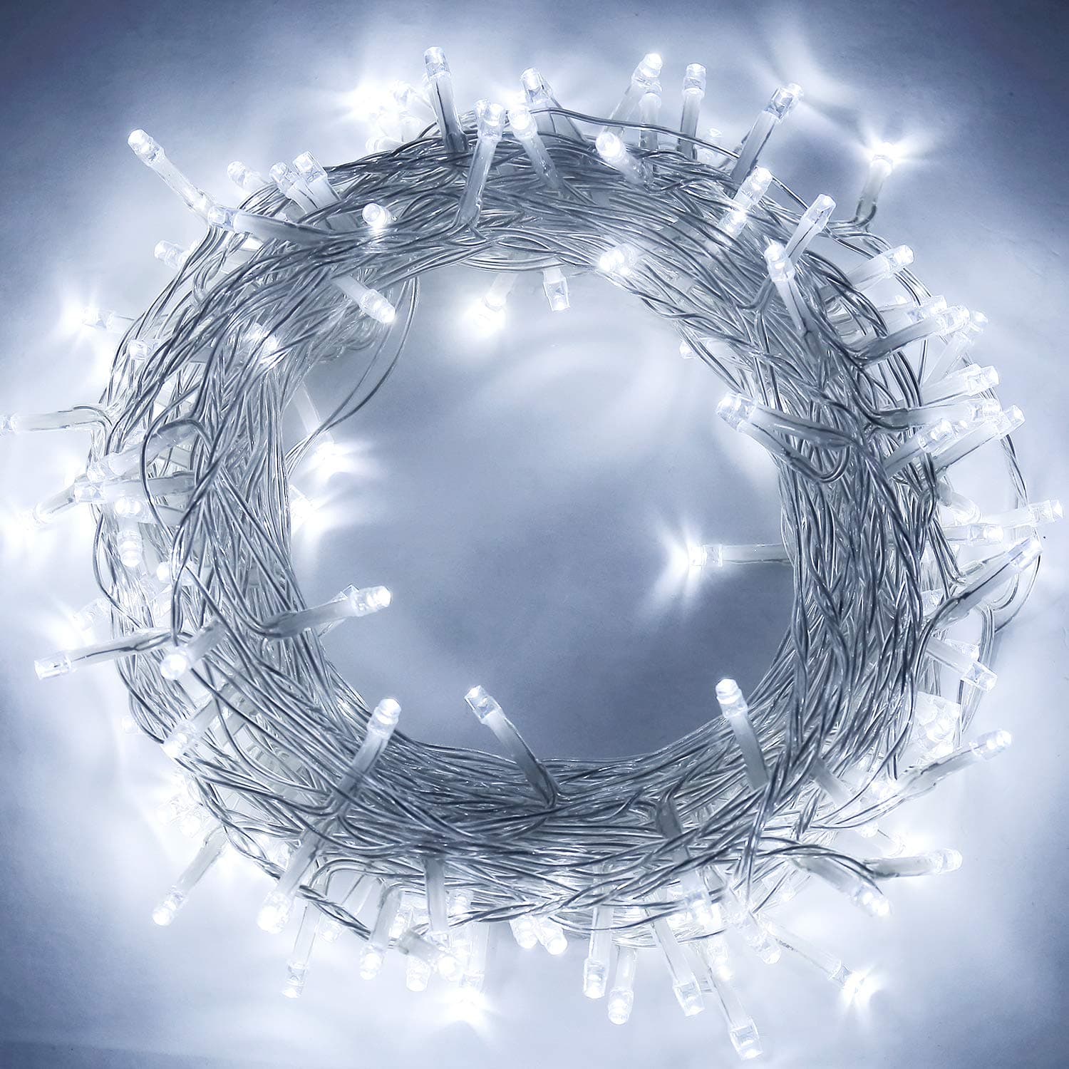 Aluan Christmas Lights String Lights 200 LED 66ft+10ft 8 Modes Plug in Indoor String Lights 31V Waterproof Fairy Lights Home Garden Party Wedding Christmas Tree Window Curtain Decoration, Cool White