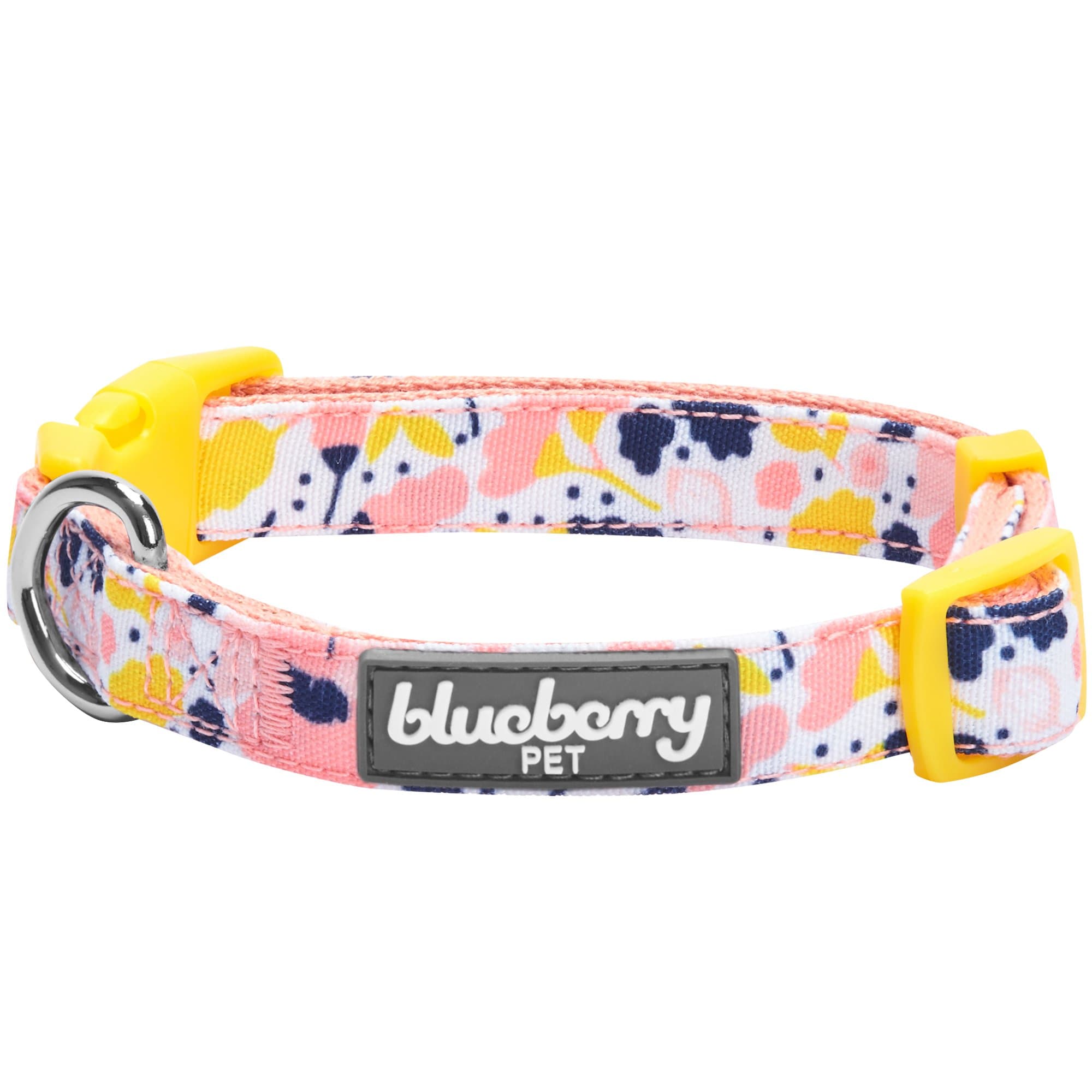 Blueberry Pet 5 Patterns Made Well Blooming Floral Print Adjustable Dog Collar in Creamy White, Medium, Neck 14.5"-20"