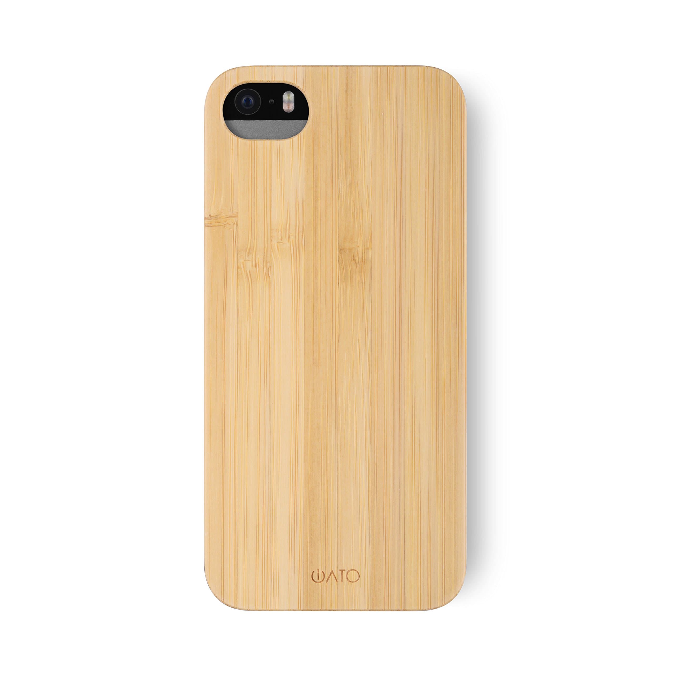 iATO iPhone 5/5s/SE Wood Case. Real Bamboo iPhone 5/5s/SE Case Wood. Minimalistic Classic Wood iPhone 5/5s/SE Case – Natural Wooden Overlay & Black PC
