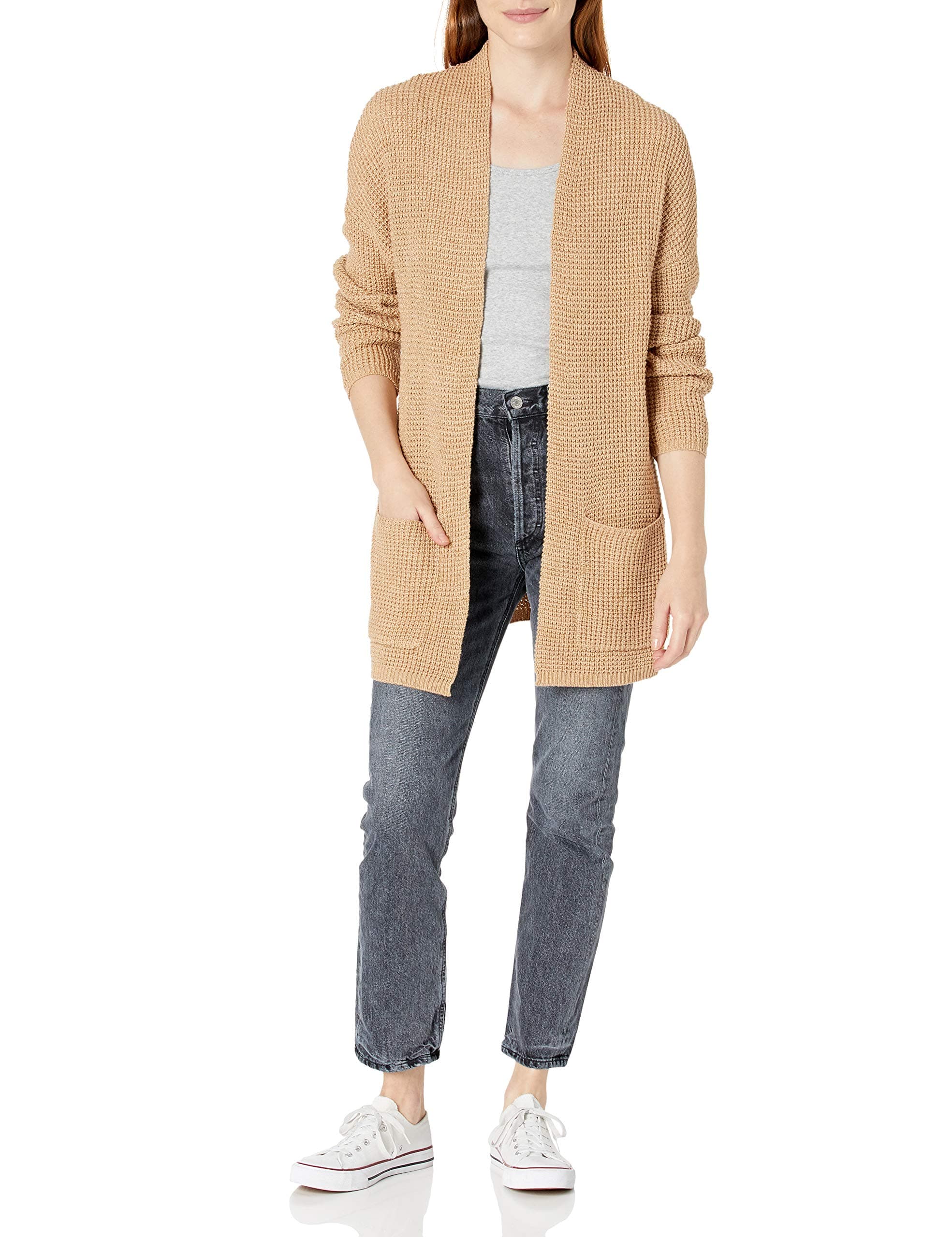 Cable Stitch Women's Open Front Waffle Stitch Cardigan