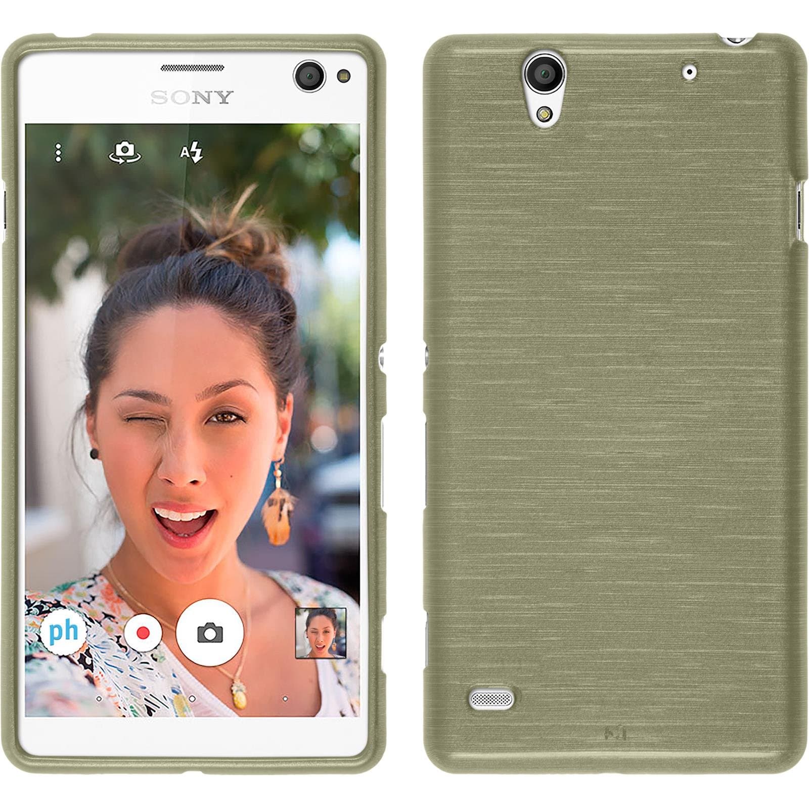 PhoneNatic Silicone Case compatible with Sony Xperia C4 / Dual - brushed gold Cover + protective foils