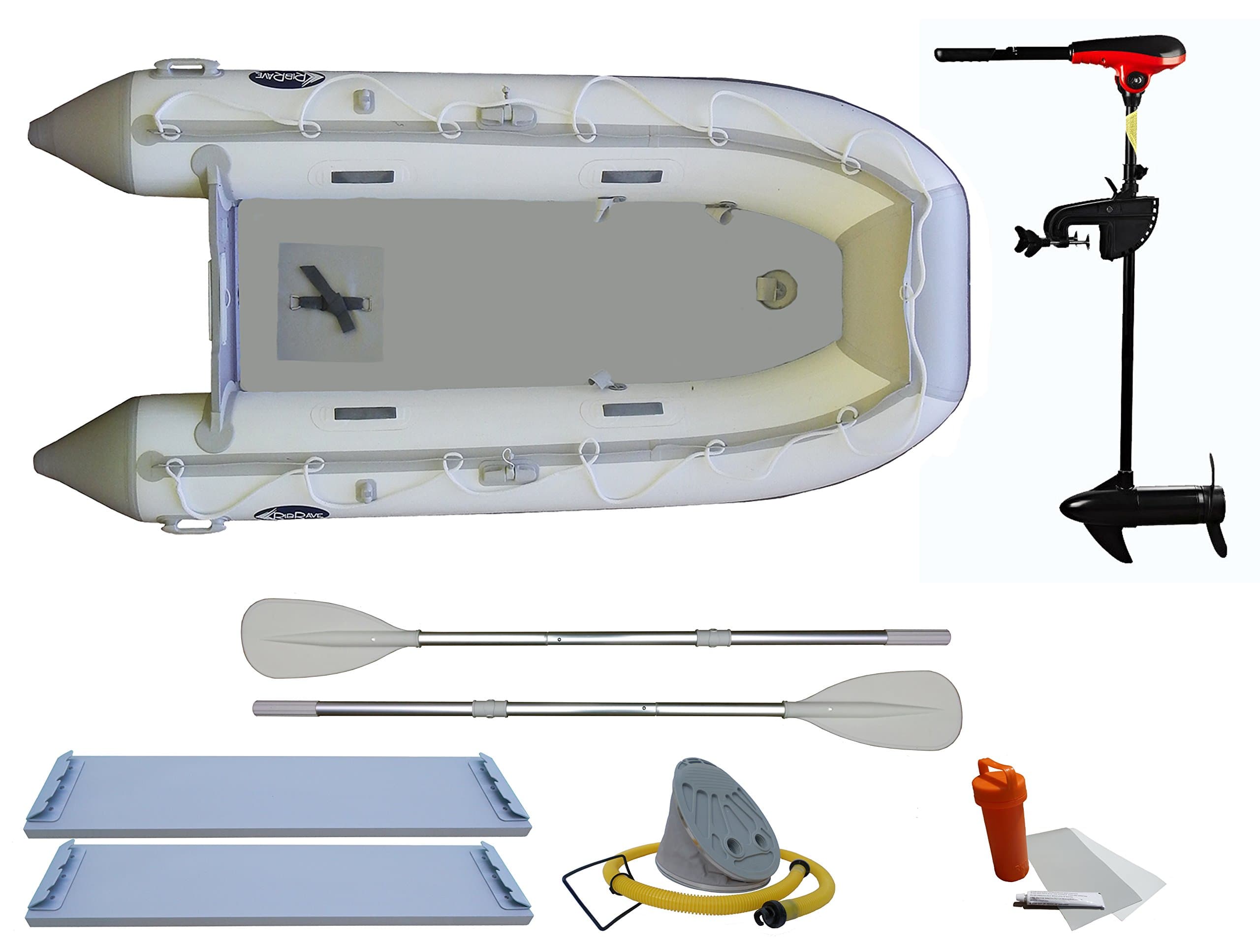 RibRave 10ft 6in Foldable Boat with Trolling Motor