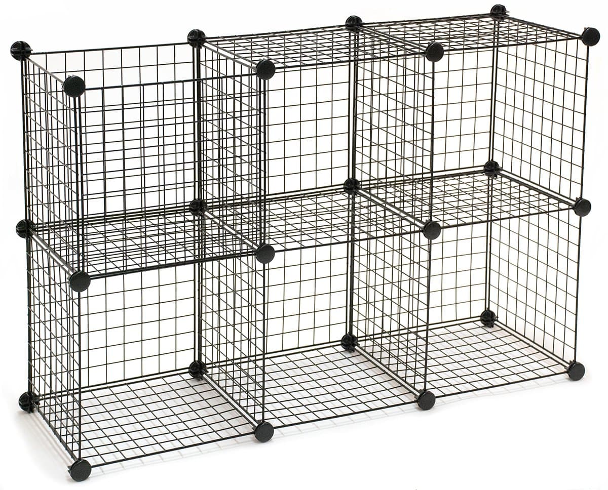 KC Store Fixtures 04134 Mini Grid Storage Unit, Black, 6 Cubes, Pounds
