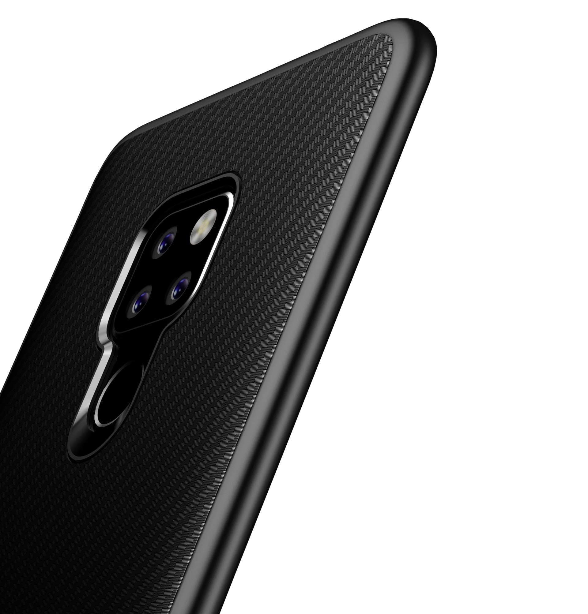 Huawei Mate 20 Case,[Carbon Fiber Texture Design] Light Slim Simple Stylish Soft TPU Silicone Bumper Protective Matte ShockProof Phone Cover skin for Huawei Mate 20 (Black)