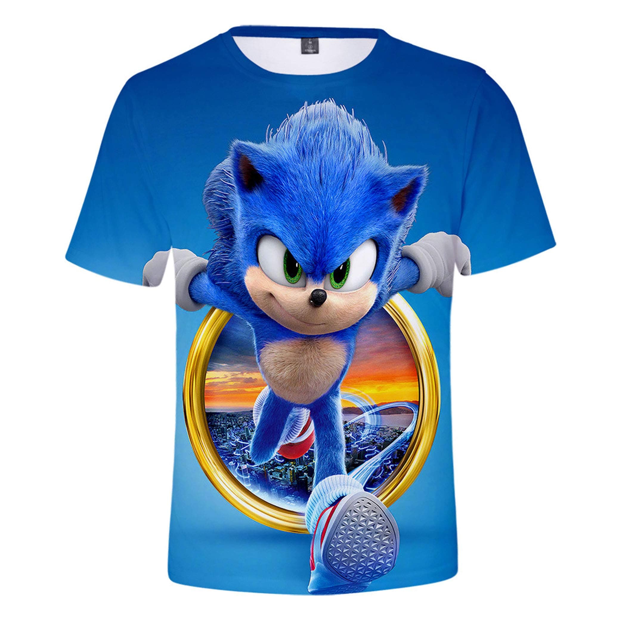 Running Shadow Sonic- Hedgehog 3D Printed Graphic Short Sleeve T-Shirt for Youth Adults and Kids