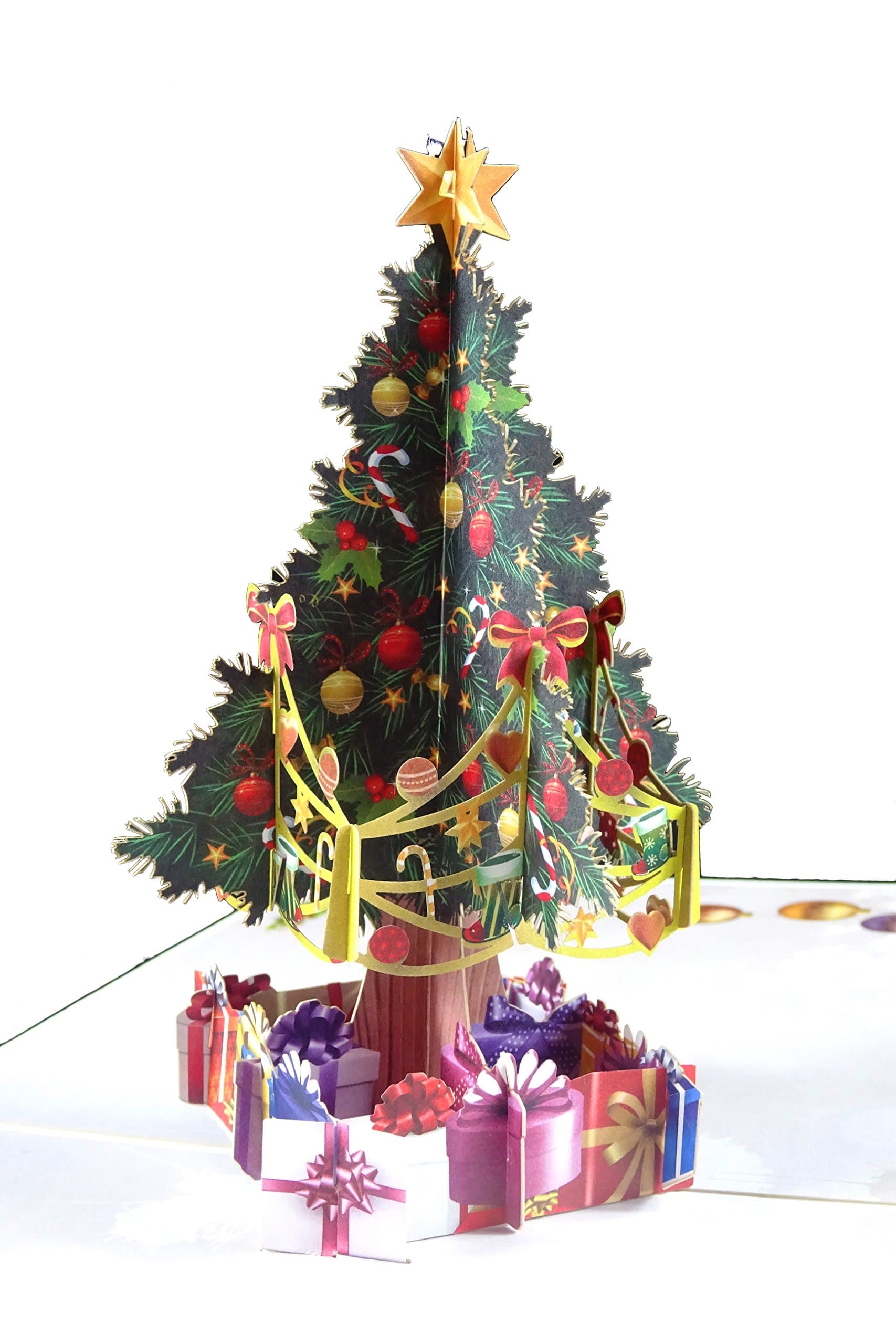 Christmas Tree Design 3D Pop Up Card (Upgraded With Water Colour Painting) Greeting Card Christmas Card Unique Christmas Gift (Colourized)