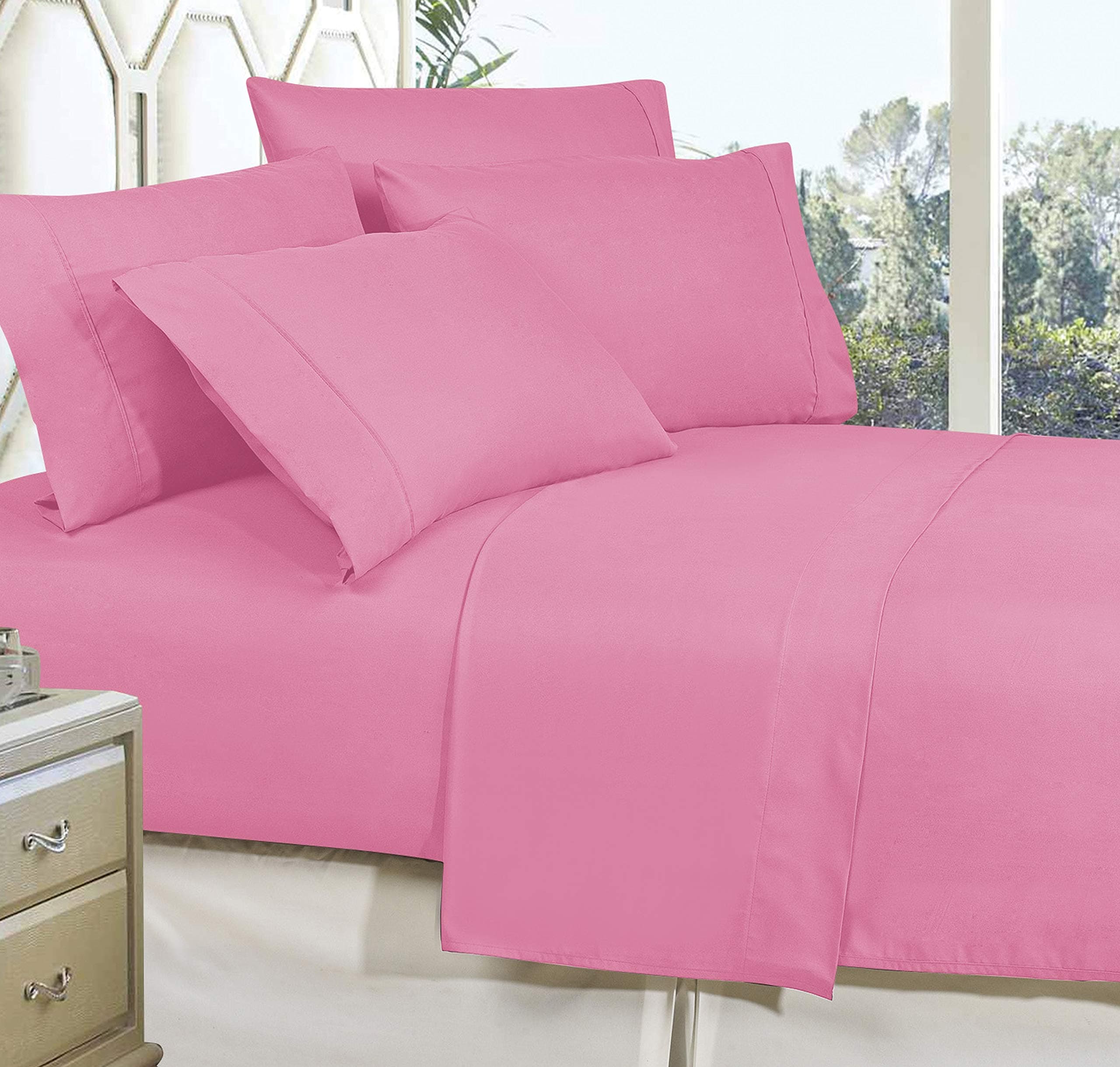 Best, Softest, Coziest Bed Sheets Ever! 1800 Thread Count Egyptian Quality Wrinkle-Resistant 4-Piece Sheet Set with Deep Pockets, California King, Light Pink