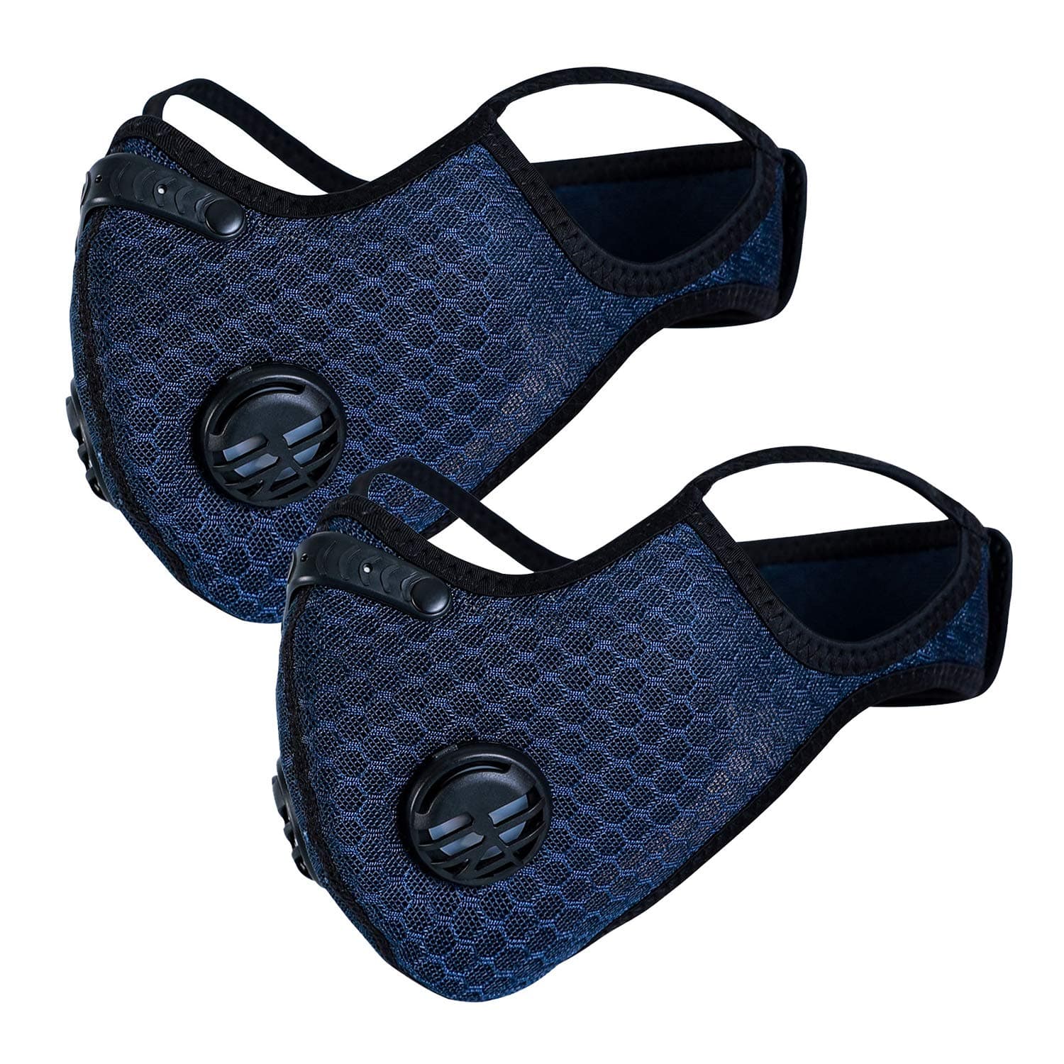 2 Pcs Activated Carbon Resspirator Filter Face Mask,PM2.5 Half Face Anti-pollution/pollen Allergy/dust/wind breathable Mask,Mouth Guard for Outdoor Bike Bicycle Cycling,Running,Jogging(Unisex,Blue)