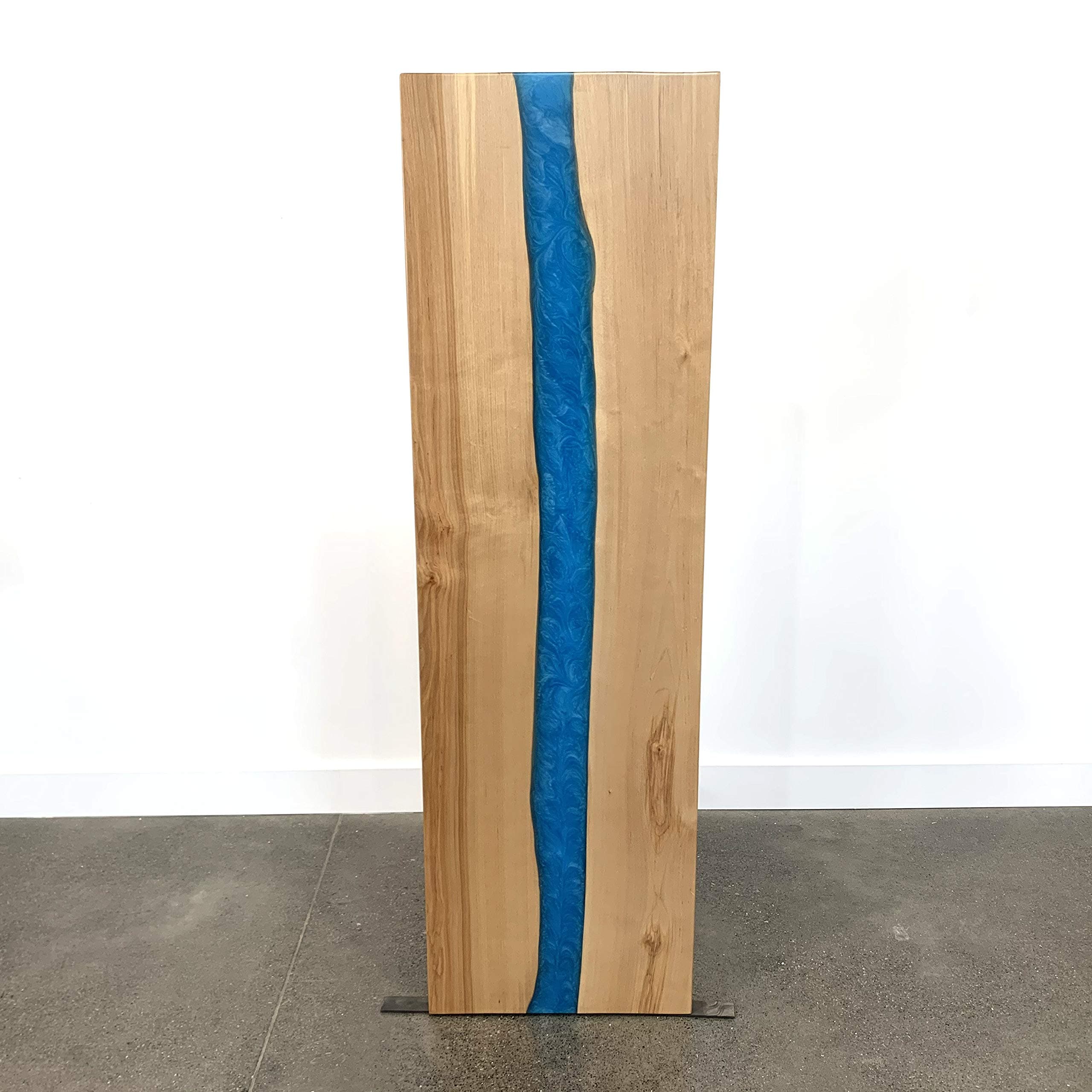 River Table Wood Slab - Live Edge Epoxy Resin Table Top - for Coffee Table, Desk Or Countertop (60x18 Maple + Blue Epoxy 2)