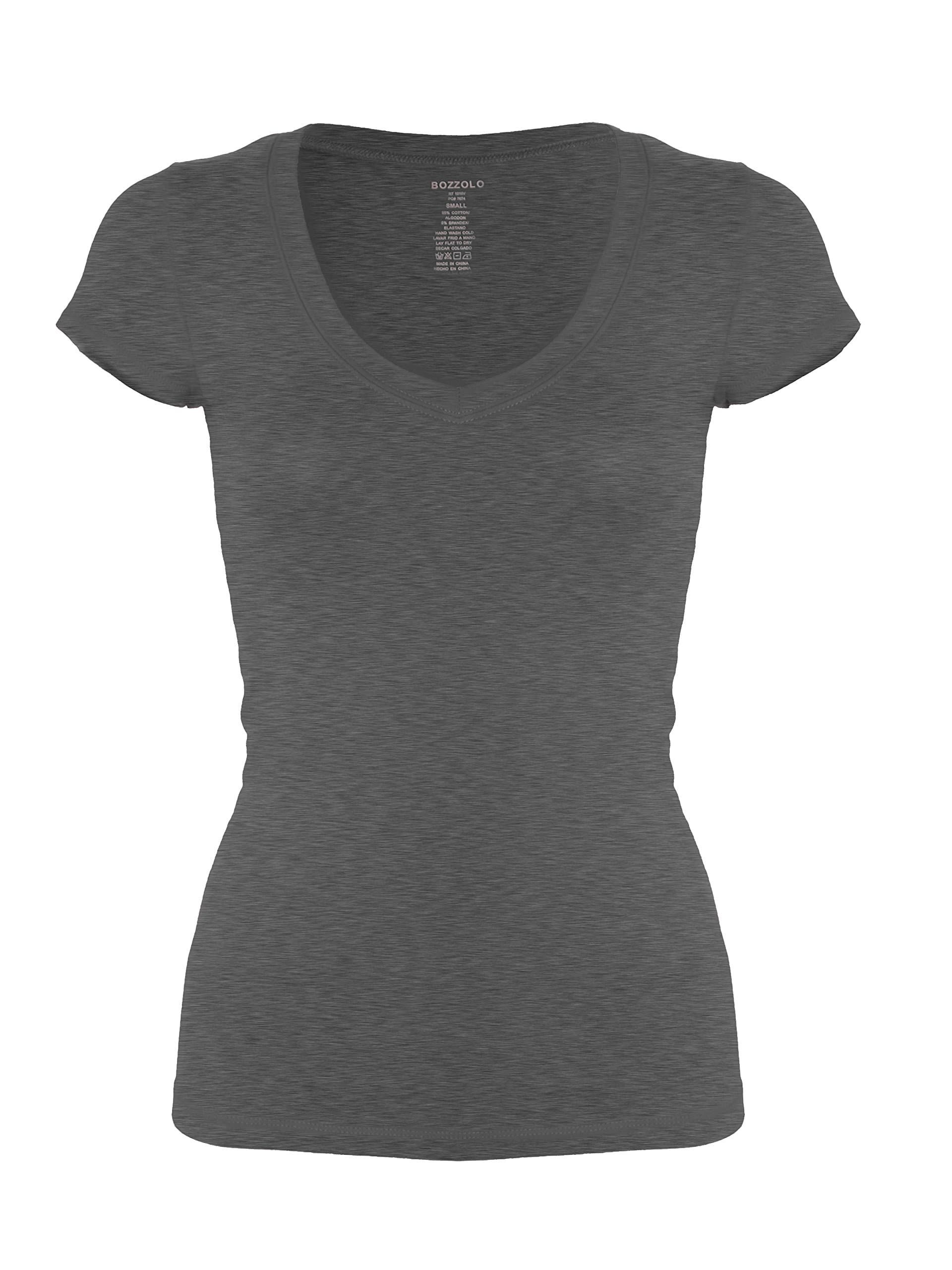 Bozzolo Women's Plain Basic V Neck Short Sleeve Cotton T-Shirts