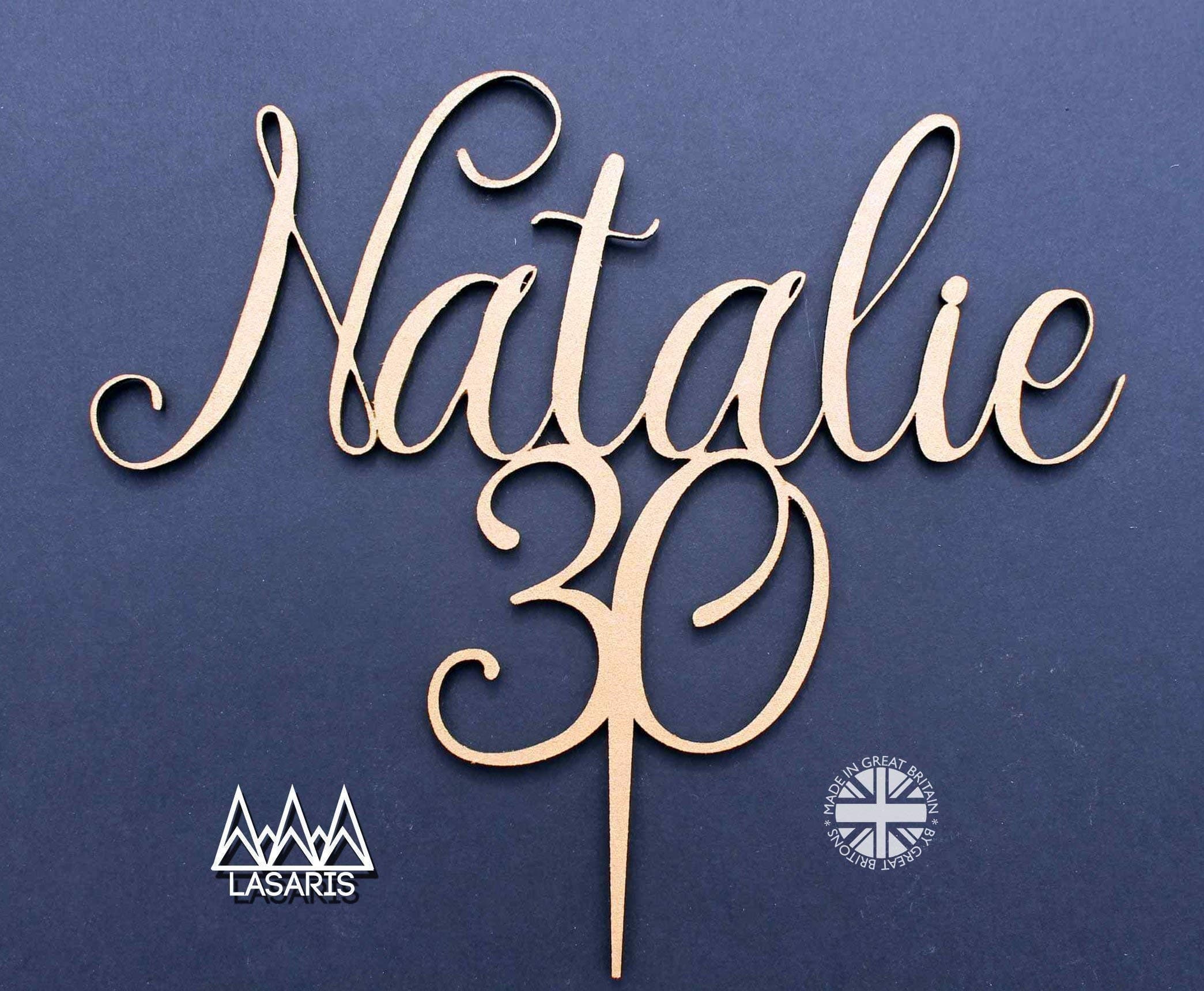 Cake Topper Birthday Custom Name and Age Solid Wood Luxury Premium Topper Keepsake