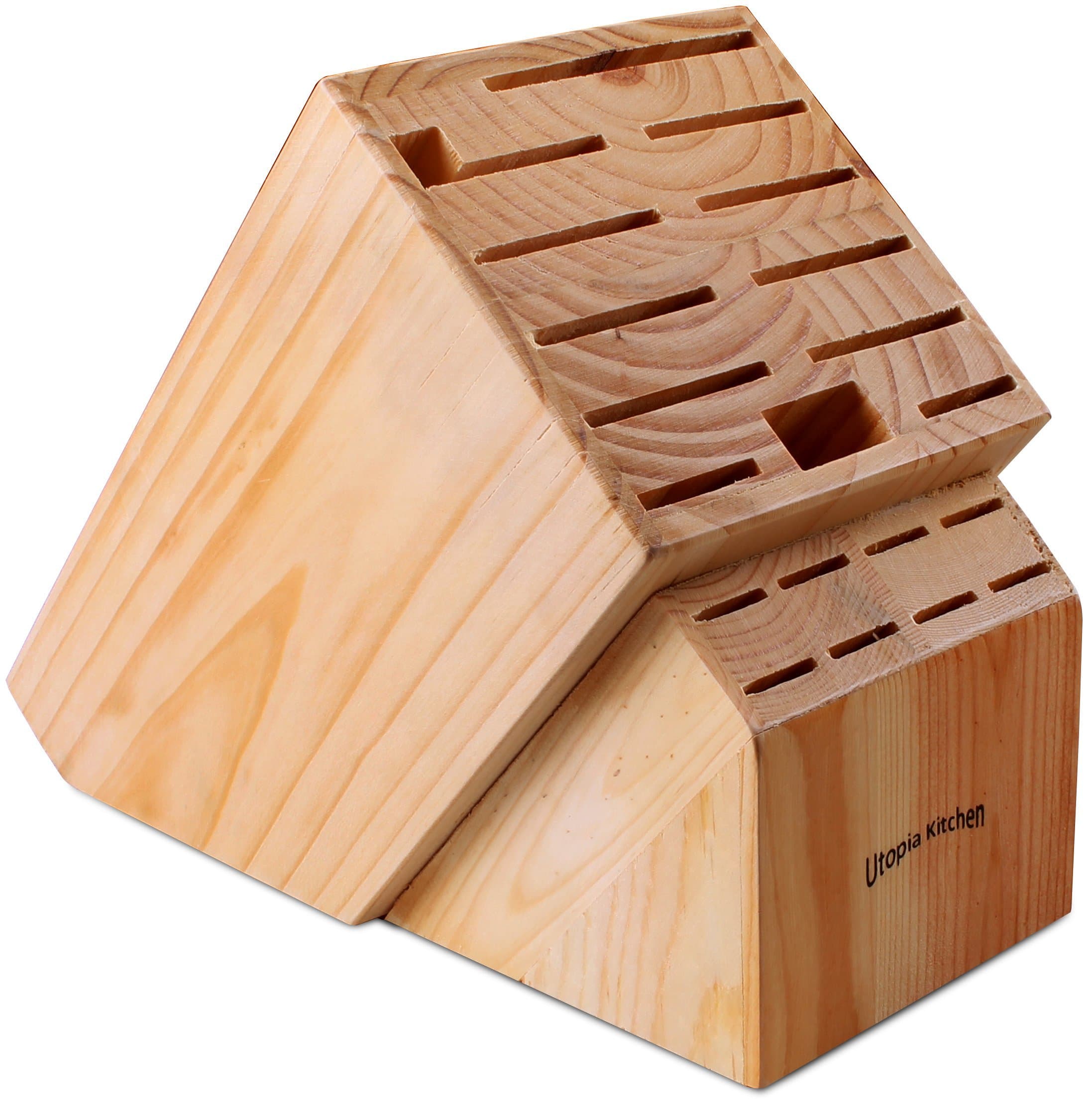 Knife Block Holder Without Knives - Pine Wood - by Utopia Kitchen (Pine Wood) (Wood)