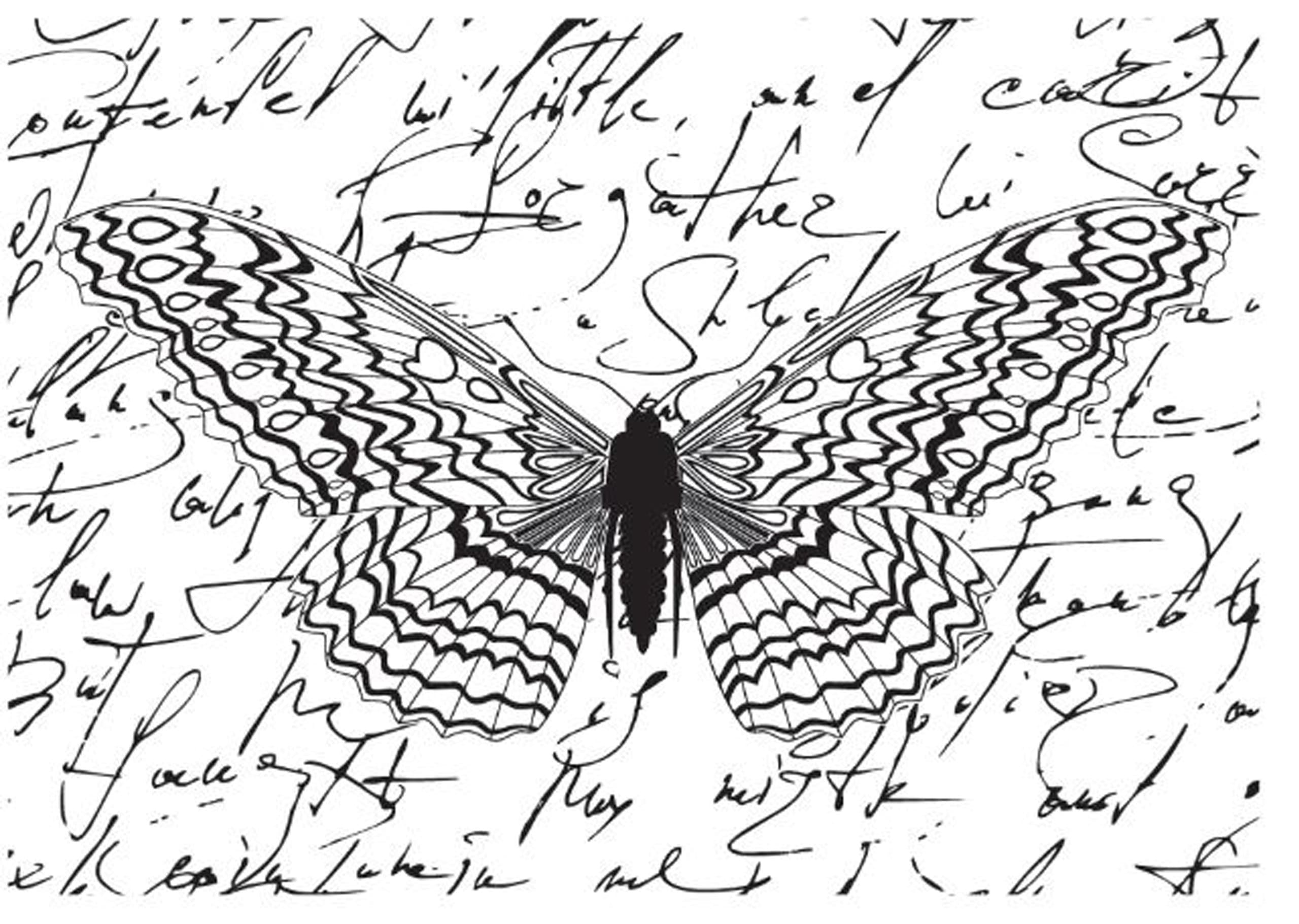 ART WAREHOUSE Wings and Script Wood Rubber Stamp