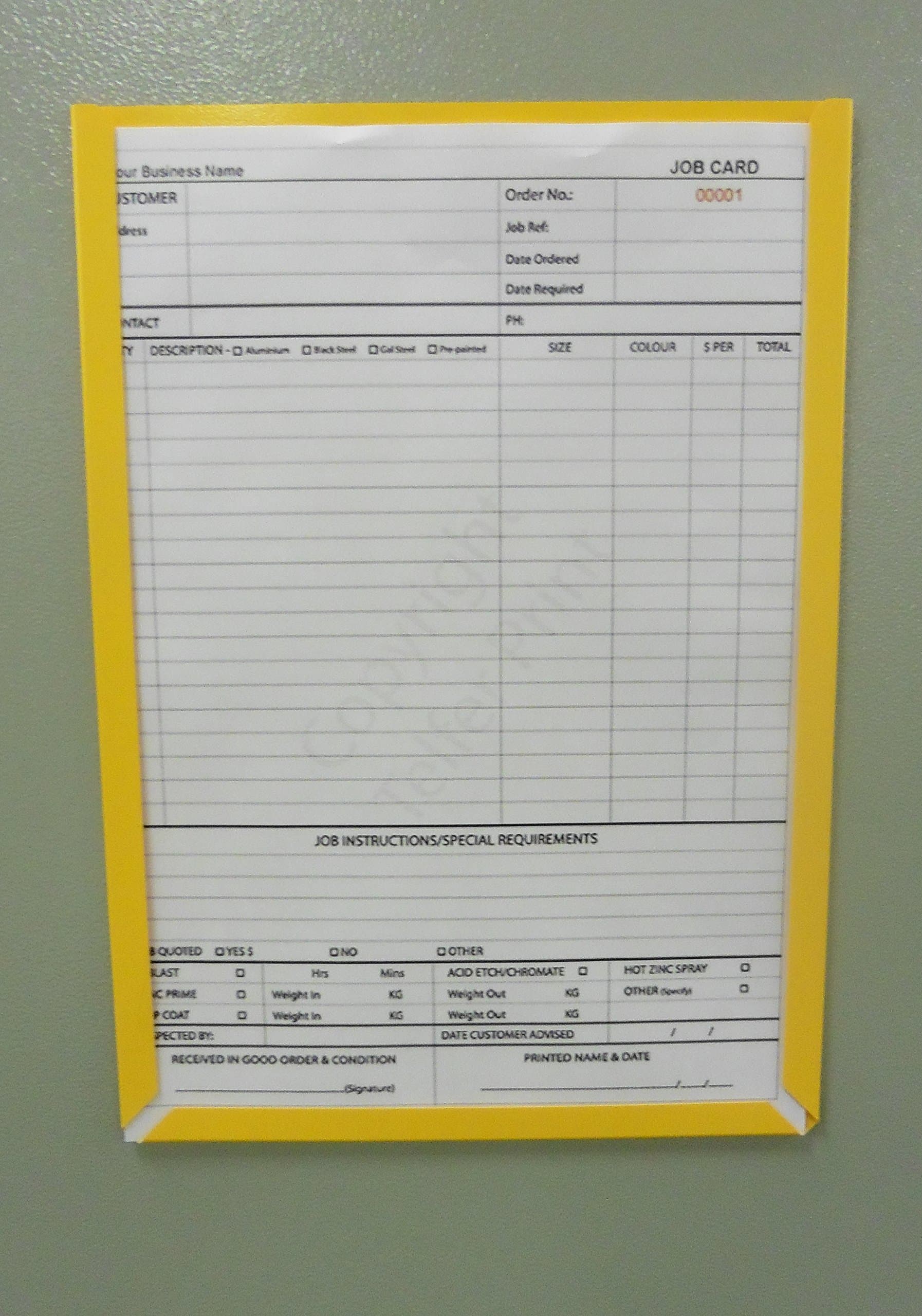 Pack 3 Magnetic A4 Portrait Job Card/Document Pockets/Holders (Yellow)