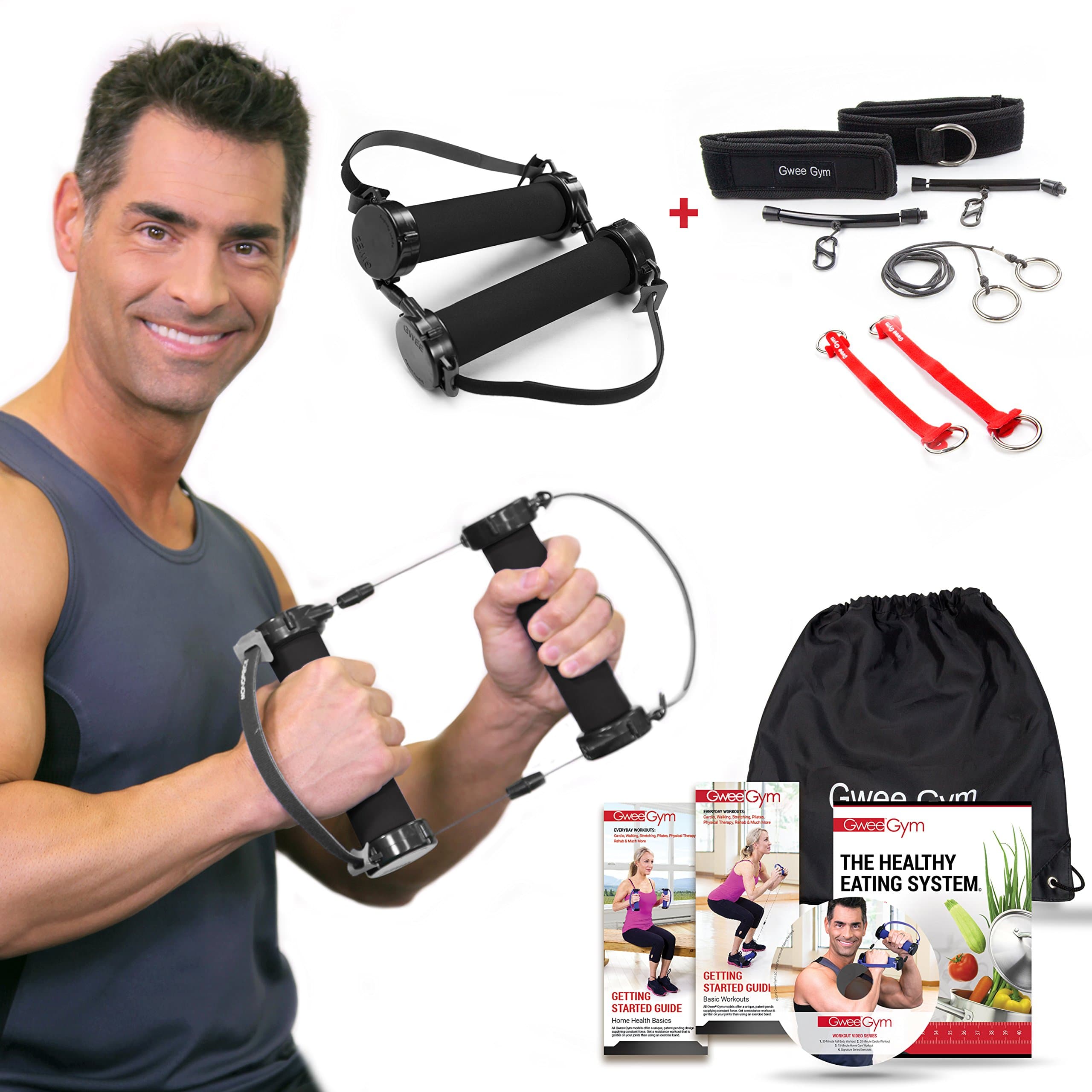 Gwee Gym Resistance Bands Exercise Kit - PRO - with Accessory Kit | Counterforce Tension to Build Lean Muscle | Includes a Workout DVD, Travel Bag, and Healthy Eating e-Book