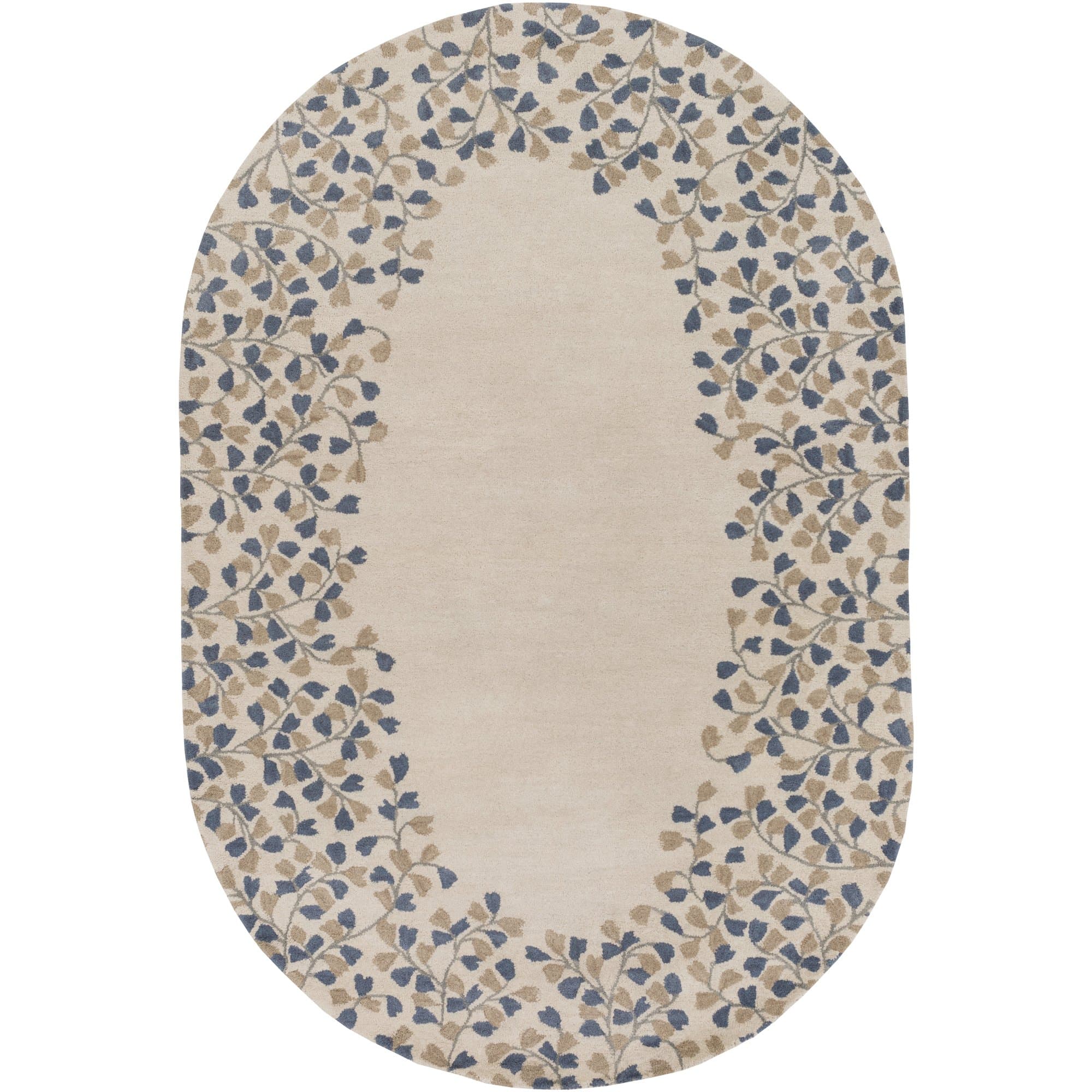 Surya Athena ATH-5117 Hand Tufted Wool Oval Solids and Borders Area Rug, 6-Feet by 9-Feet