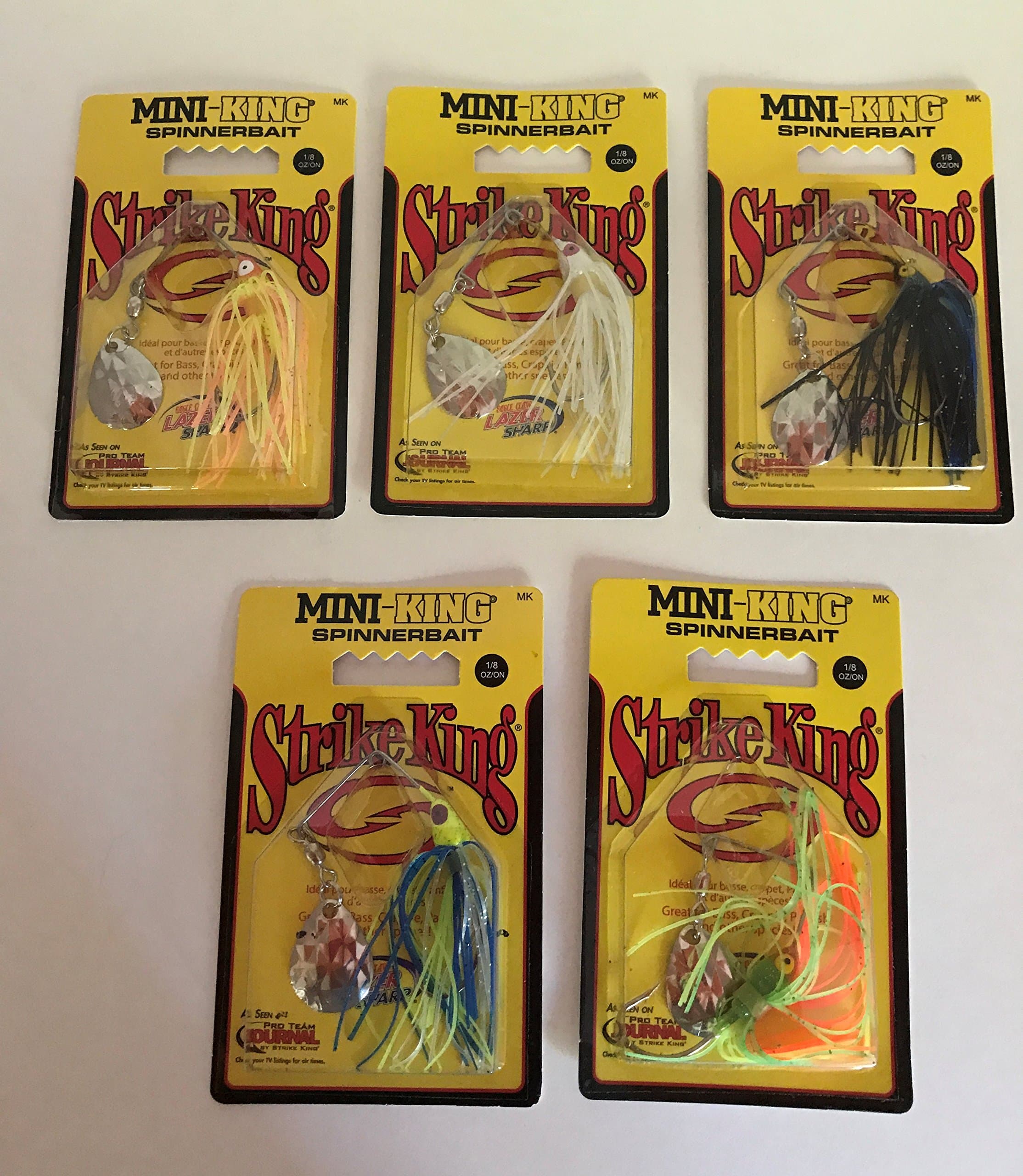 Strike King Mini King Spinner Bait Variety 5 Pack Bundle Crappie Smallmouth bass Lures Hottest spinnerbait Colors