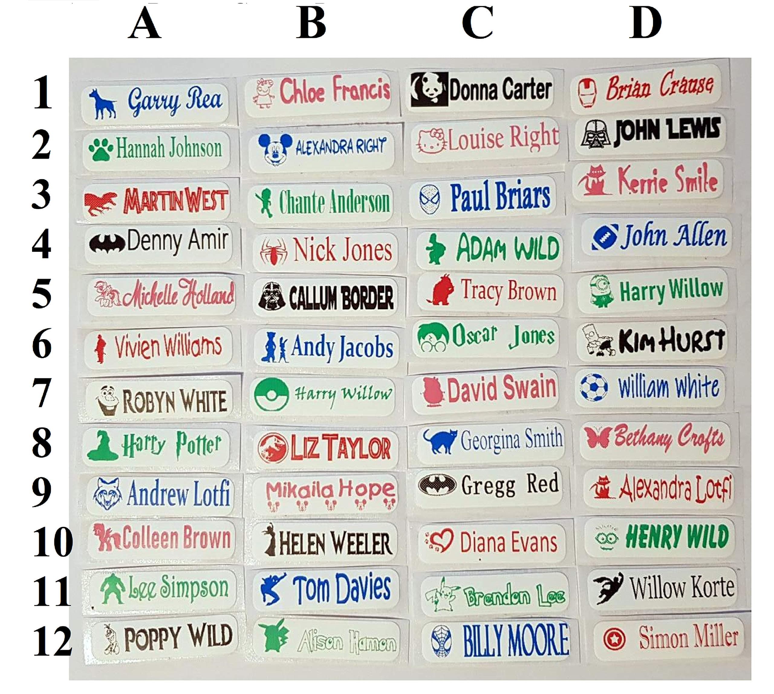 30 Printed Iron-On Name Tags tapes Custom Labels School Clothes Personalised Kid