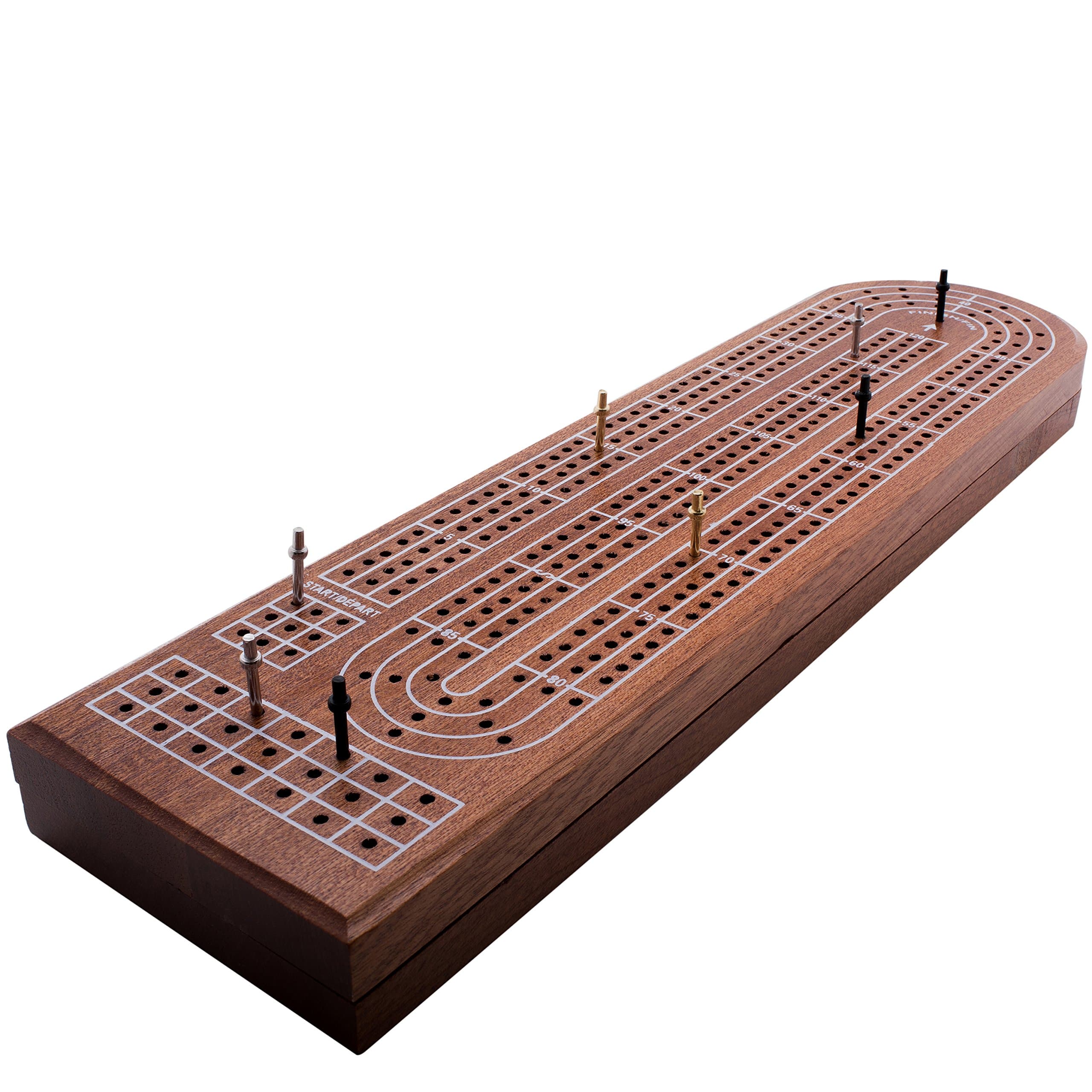GrowUpSmart Premium Cribbage Board Game with 3-track classic Cribbage Board, free Playing Cards Deck, easy grip metal Cribbage Pegs, kids/adults Retro Wooden Board Set, hard wood+convenient storage