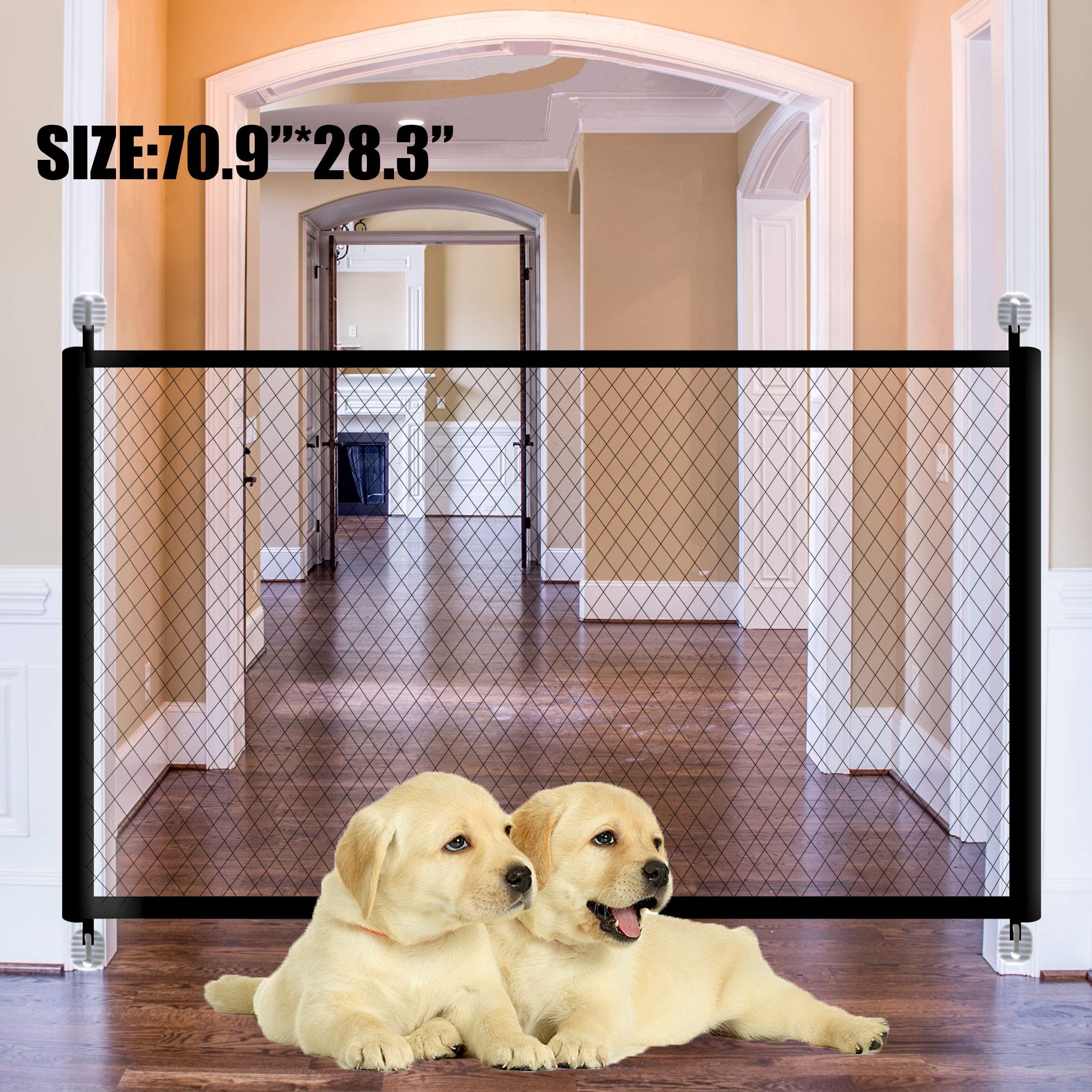 Magic Gate for Dogs Pet Safety Gate Dog Magic Guard Safety Gates Portable Folding Mesh Safety Fence 70.9 x28.3 Inch Isolated Gauze Doorway Indoor and Outdoor Install Anywhere