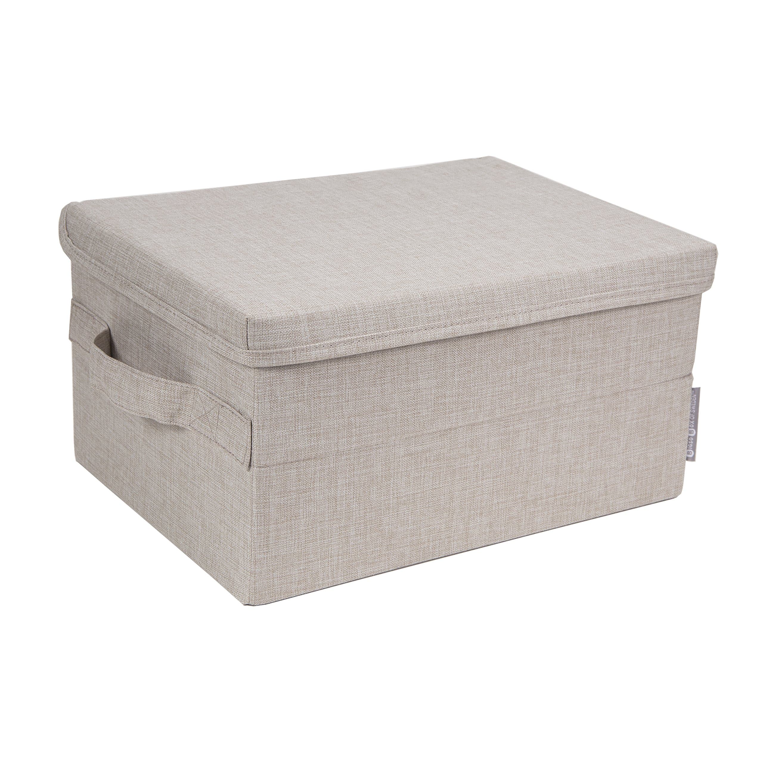 Bigso 1022 Soft Storage Foldable Fiberboard Storage Box with Lid, Small, 7.5 x 10.2 x 13.8 in, Beige