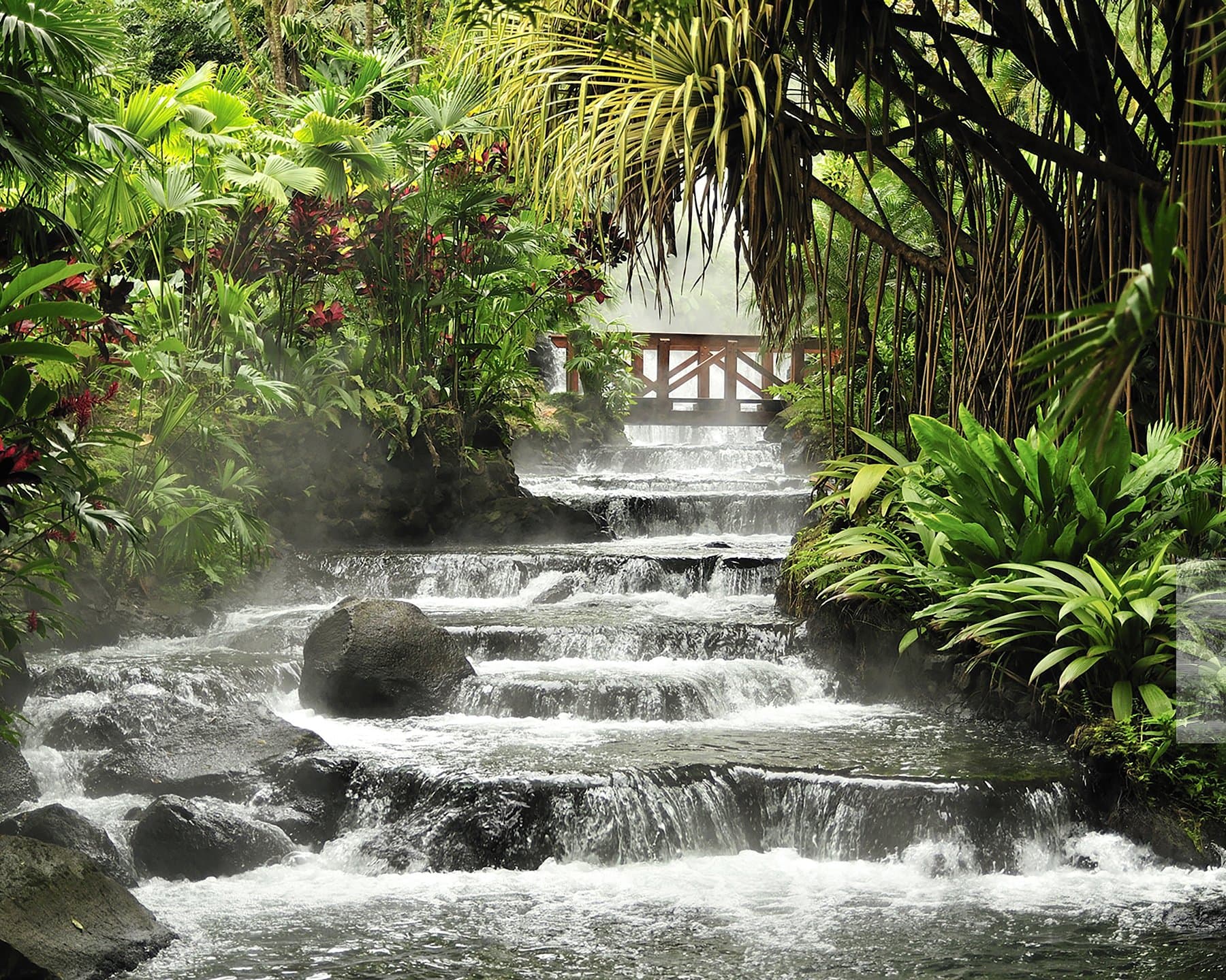 Wall Rogues WR50515 Tranquil Waterfall - Paste The Wall Wallpaper Mural - 300cm x 240cm - Green