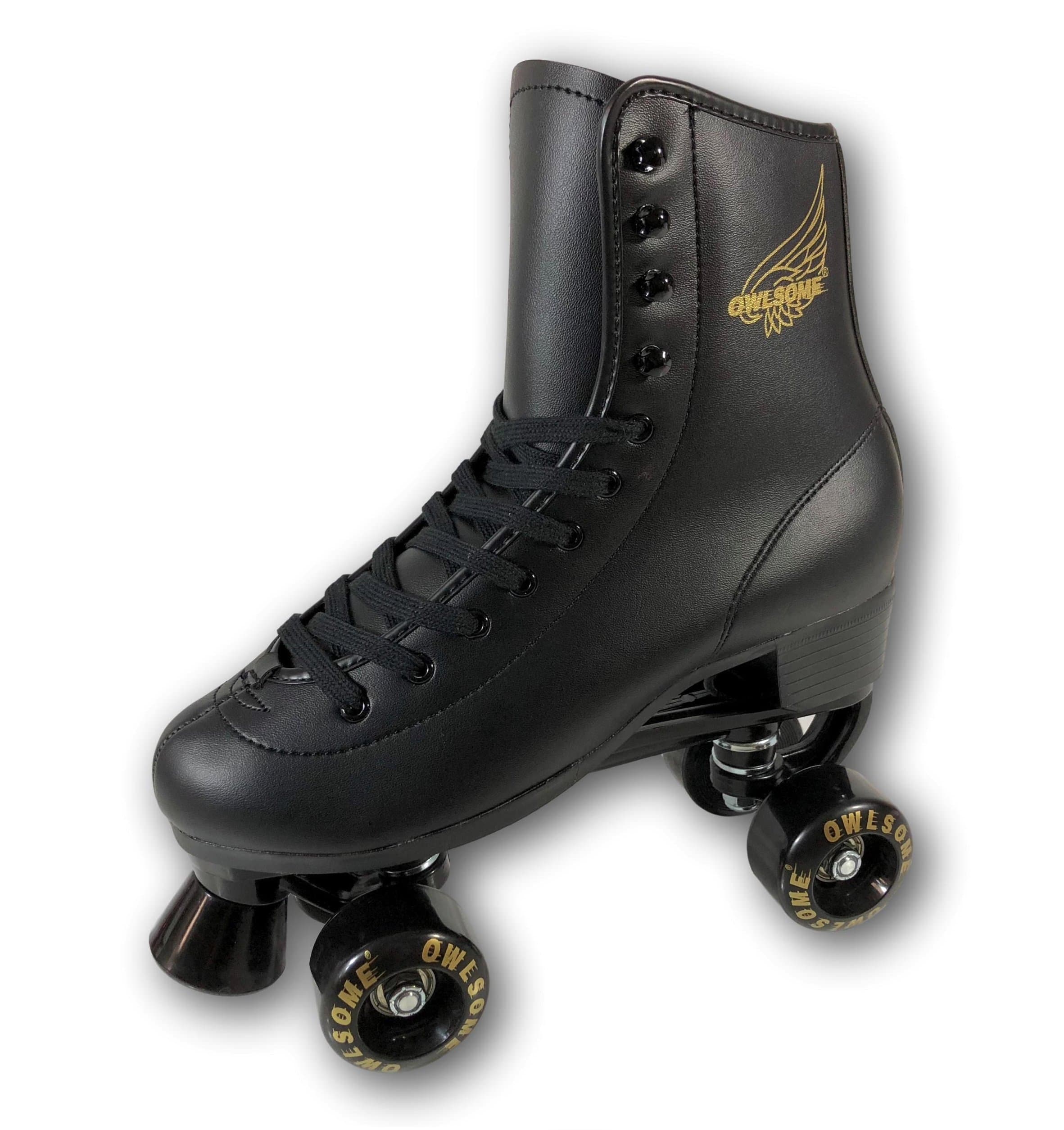 Owlsome Classic High Top Boot Style Soft Faux Leather Roller Skates for Adult & Youth