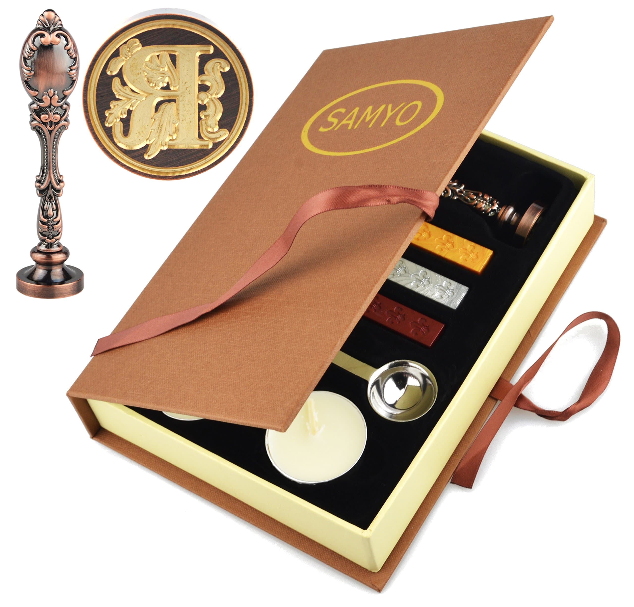 Samyo Wax Sealing Stamp Classic Old-Fashioned Antique Alphabet Initial Letter Creative Romantic Seal Stamp Maker Copper (R)