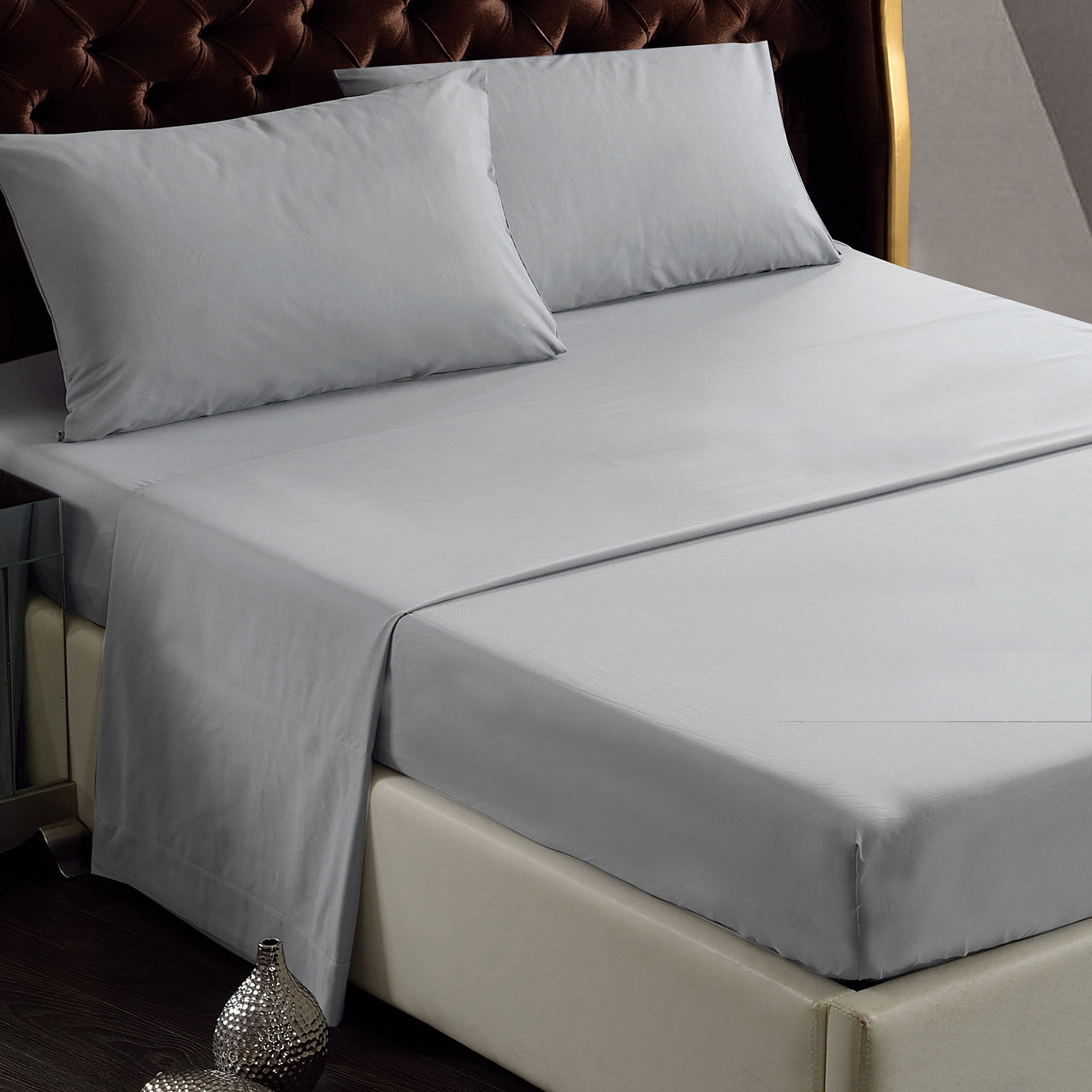 Luxury Collection Bed Sheet Set, 1800 Quality Brushed Striped Microfiber - Wrinkle, Fade, Stain Resistant, Hypoallergenic - 4 Piece: 1 Fitted Sheet 1 Flat Sheet and 2 Pillowcases, QUEEN (Dark gray)