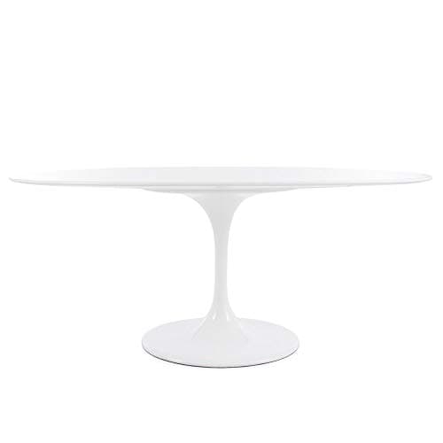 Modern Onion Oval Tulip Dining Table Replica - White Laminate Top (78x47)