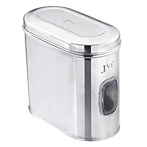 JVL Stainless Steel Kitchen Storage Container,Capsule Shape Galaxy Window Canister with Unbreakable Steel Lid - Durable and Elegant Food Storage Jar for Spices,Snacks,Grains (2 Litres) Silver
