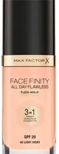 Max Factor Facefinity All Day Flawless 3 in 1 Liquid Foundation, Lightweight Oil Free Formula with SPF 20, 030 Porcelain, 30 ml