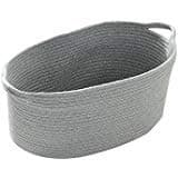 Extra Large Grey Woven Cotton Rope Basket Bin for Blankets Towels Baby Toys Nursery Hamper Organizer, Collapsible Storage Laundry Baskets
