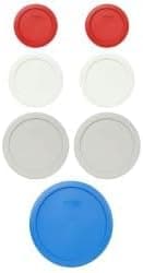 Pyrex Food Storage Plastic Replacement Lid Set (Poppy Red, White, Sleek Silver, Marine Blue)