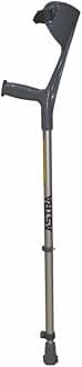 Astra Max Elbow Crutch (Fixed Handle), Lightweight and Adjustable Height Walking Aid for Men and Women, Aluminium Frame, Comfortable Grip for Mobility Support (1 Pair, Grey)