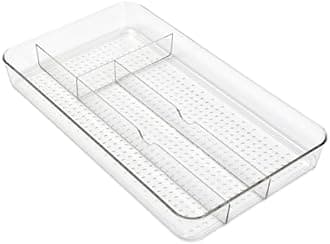 Dial Industries Small Cutlery, Utensil, Silverware Kitchen Drawer Organizer Tray, Clear