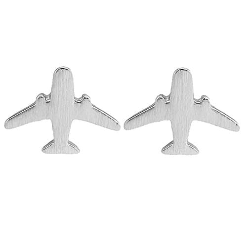 Winwest 925 Sterling Silver Aircraft Model Stud Earrings- Plane Post Earrings