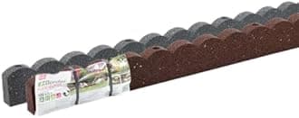 Flexi Curve Scalloped Garden Edging Rubber Landscape Scallop Lawn Border Edging Section 120cm (4ft), Earth(Brown), Pack of 4