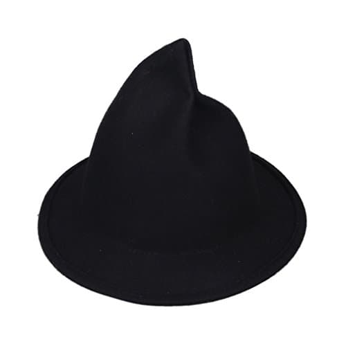 Bigood Winter Women Steeple Wool Piles Sharp Pointed Witch Hat 53-54cm Black