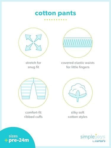 Simple Joys by Carter's Unisex Babies' Cotton Pants, Pack of 4