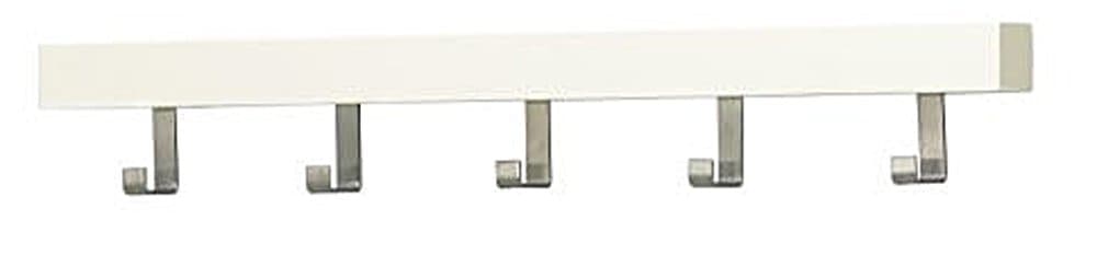 Ikea Tjusig White 5 Hook Coat Hanger Clothes Rack Hats Towels Scarves Wall or Over Door Wooden