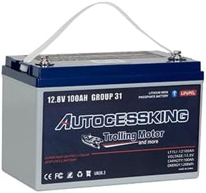 12V 100Ah Trolling Motor Bluetooth LiFePO4 Battery, 120A BMS Rechargeable BCI Group 31 Lithium Battery with Low-Temp Protection, Up to 15000 Cycles Perfect for Trolling Motor, RV, Solar