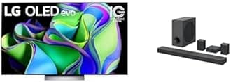 Bundle of LG C3 65-Inch OLED evo 4K Smart Flat Screen TV for Gaming OLED65C3PUA + LG S80QR 5.1.3ch Sound bar with 4ch Rear Speakers, Bluetooth, Wi Fi,Dolby Atmos DTS:X, High-Res Audio