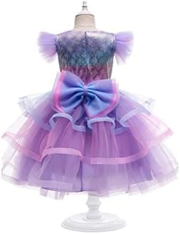 Yalla Baby Girls Purple Princess Dress Costume for Kids Dress Up with Free Accessories - 90-140 cm 3-12 Years Birthday Party Cosplay Outfits