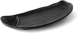 TAGROCK Melamine Matte Finish D Shape Platter for Dining Table | Snacks, Starters, Fast Food Serving Tray/Plate, Set of 4, Black