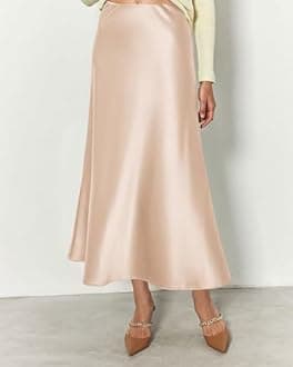 BTFBM 2025 Women Summer Spring Long Satin Skirt Silk Elegant High Waist Cocktail Party Wedding Flowy A-Line Midi Skirts