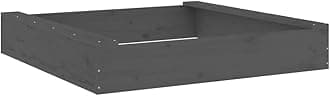 vidaXL Square Solid Pine Wood Sandbox with Seats for Kids' Outdoor Play, Adjustable Sandpit in Grey Finish, Encourages Hand-Eye Coordination