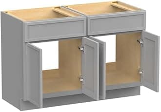 Vanity Art 48 Inch Bathroom Vanity Base Cabinet Double Sink Top (Without Sink), Soft Closing Door, Storage Unassembled Cabinet, Grey, 2ea 24 Inch Cabinet Combo