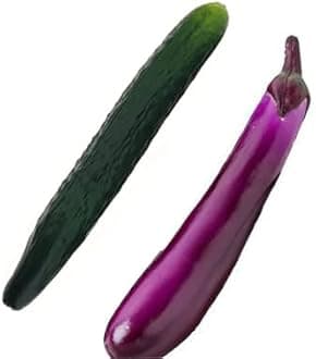 Soft PU Artificial Cucumber Eggplant Fake Vegetable Decoration Photo Props Lifelike Home Kitchen House Table Show 2pcs